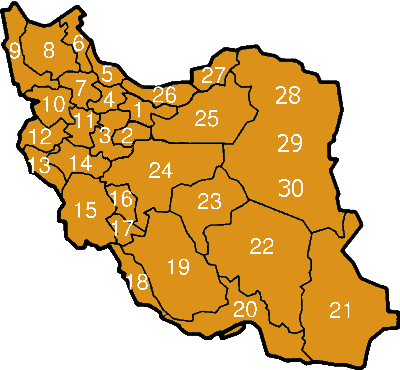 Iran Map. Iranb map by province